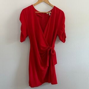 Elegant Red Faux Wrap Dress